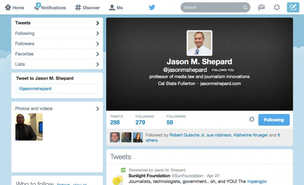Screenshot of Jason Shepard Twitter Profile