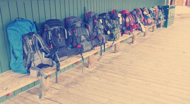 Backpacks at the end of the Overland Track Photo by Doug Beckers